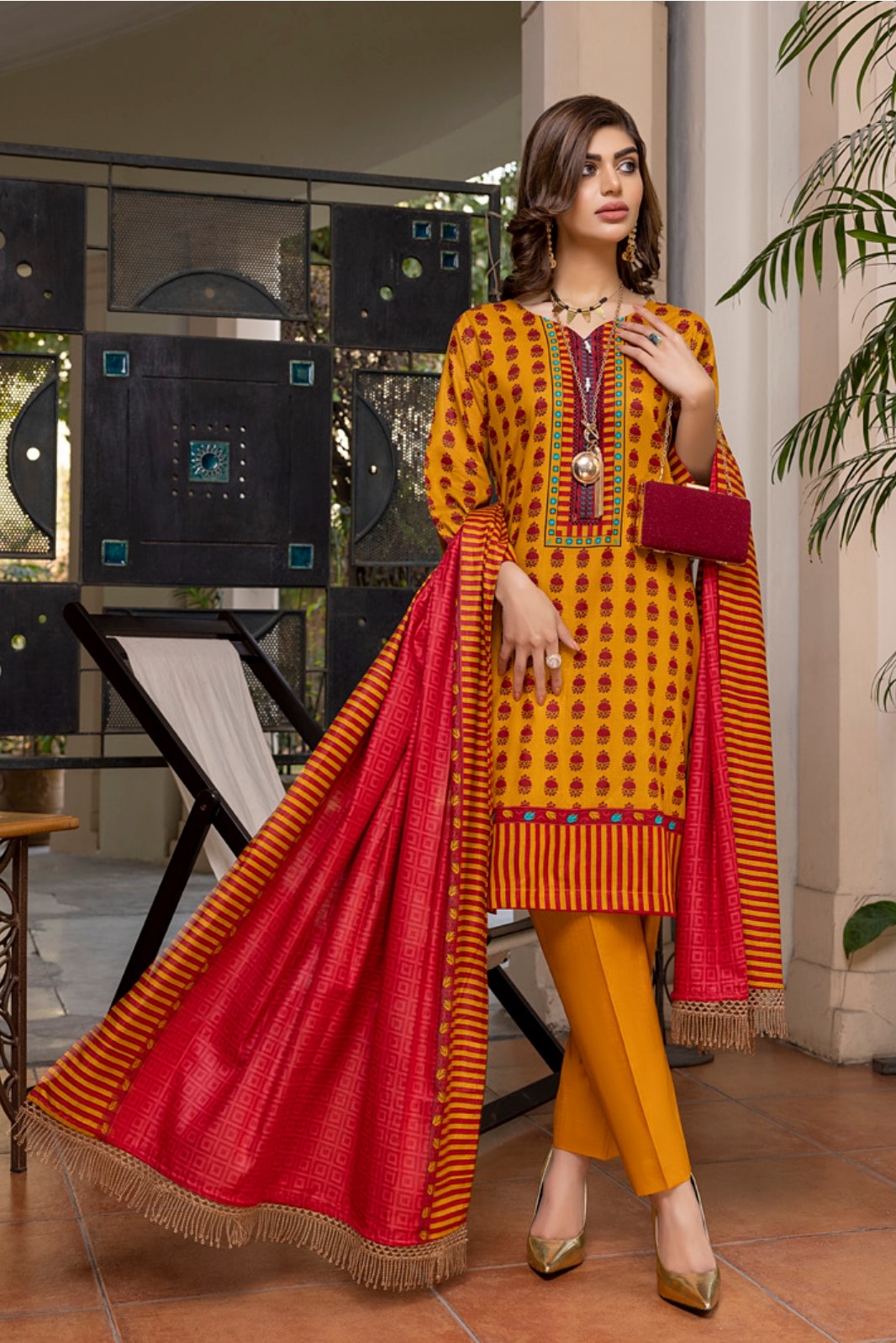 Printed Lawn Mustard Ready to wear 3Pcs Suit Rawaaj.UK