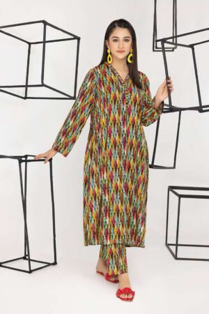 Printed Linen Brown 2pcs Unstitched Suit