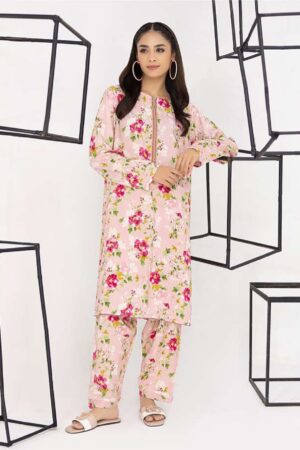 Printed Linen Pink 2pcs Unstitched Suit