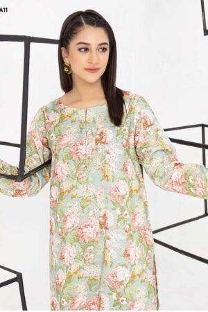 Printed Linen Green 2pcs Unstitched Suit