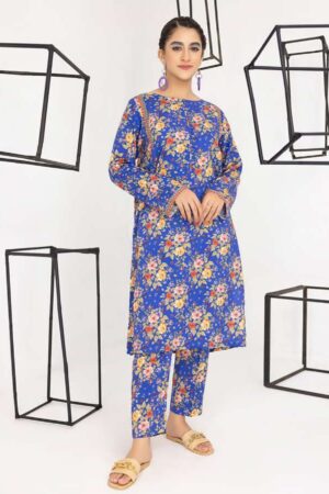 Printed Linen Blue 2pcs Unstitched Suit